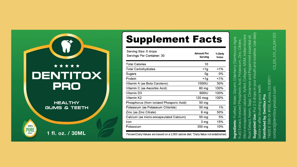 Dentitox Pro supplement facts