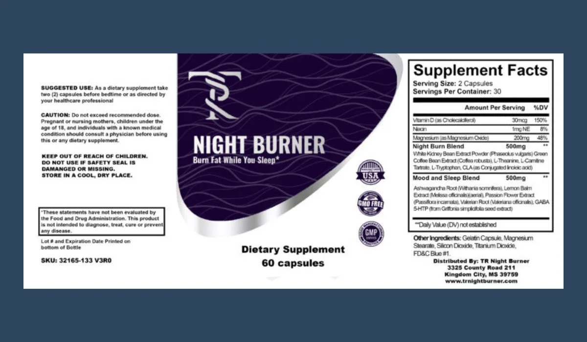 TR Night Burner Supplement Facts