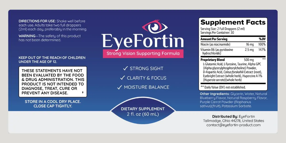 EyeFortin Supplement Facts