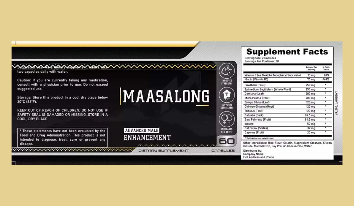 Maasalong Supplement Facts
