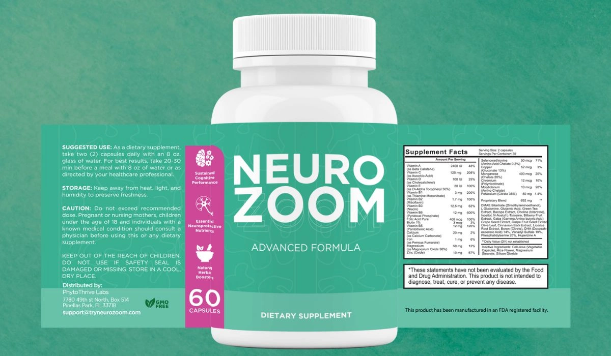 NeuroZoom Supplement Label