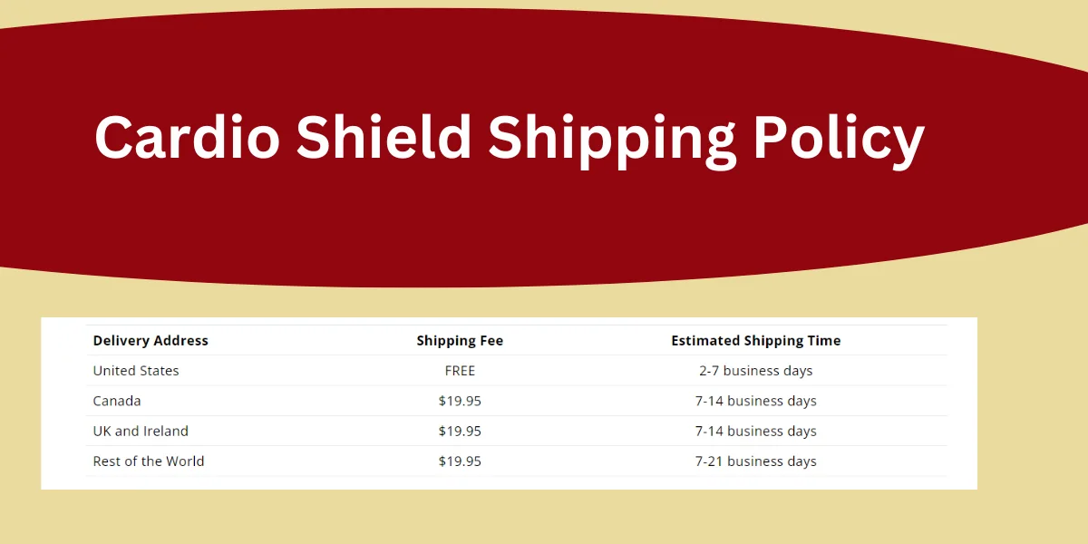 Cardio Shield Supplement Shipping Policy