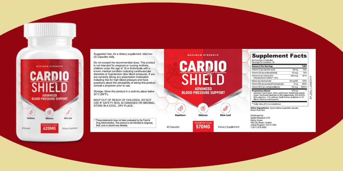 Cardio Shield Supplement Facts Label
