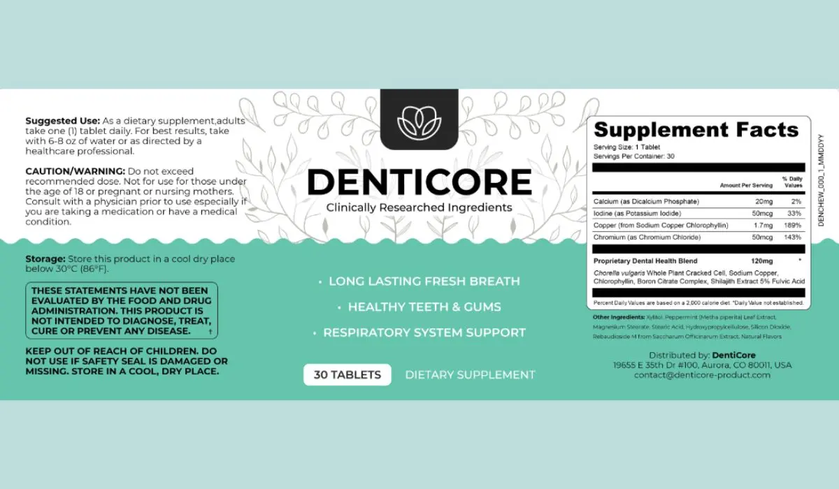 DentiCore Supplement Facts